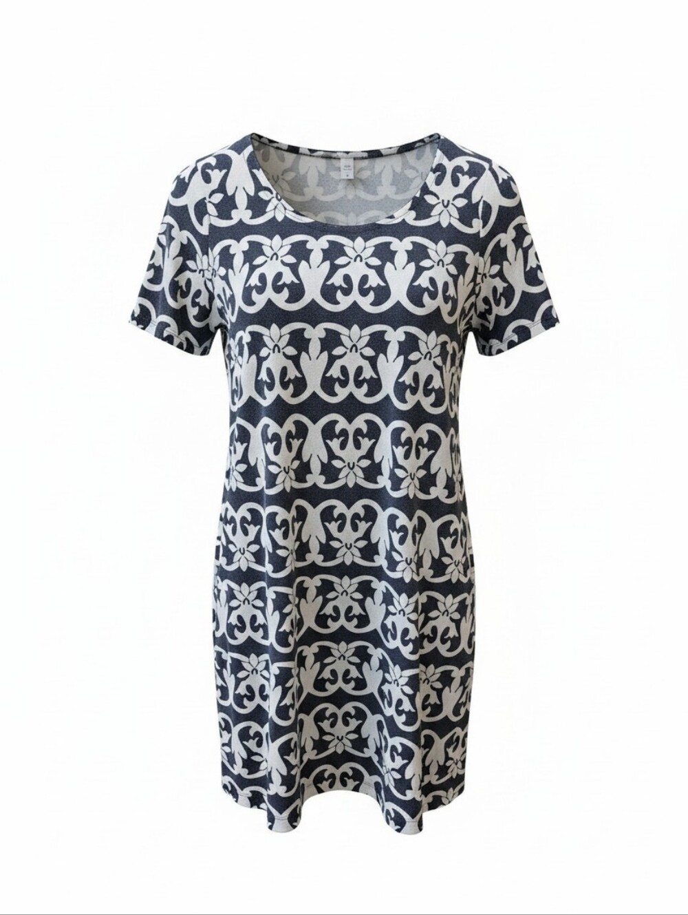 LOFT Navy & White Floral Pattern T-Shirt Dress